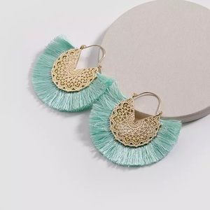 Anthropologie Amelia Mint Filigree Earrings